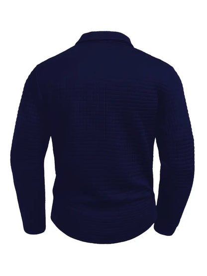 Comfortable Waffle Knit Polo Shirt for Women with Collared Long Sleeve Zip Pocket Casual Style