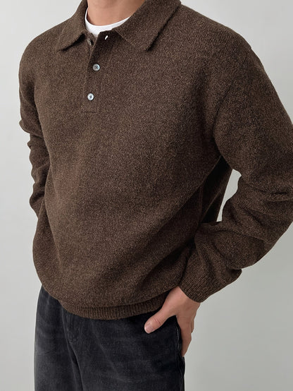 Comfortable Olive Green Knit Sweater for Women with Collar Long Sleeve Button Front Relaxed Oversized Style