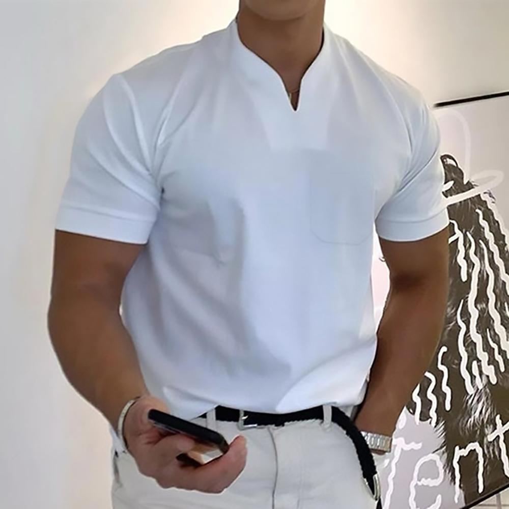 Effortless Chest Pocket Shirt for Women with V Neck Short Sleeve Relaxed Casual Style
