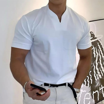 Effortless Chest Pocket Shirt for Women with V Neck Short Sleeve Relaxed Casual Style