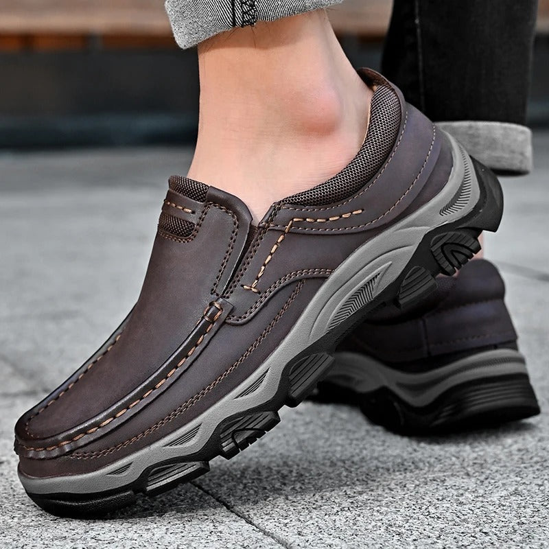 Comfortable Leather Loafers for Women with Moc Toe Slip On Rugged Sole Casual Style