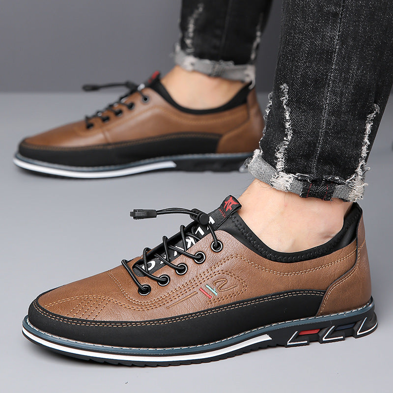 Effortless Leather Fashion Sneaker for Women with Lace Up Round Toe Rubber Sole Casual Style
