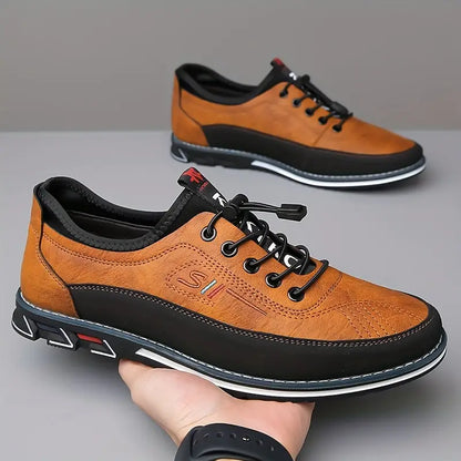 Effortless Leather Fashion Sneaker for Women with Lace Up Round Toe Rubber Sole Casual Style