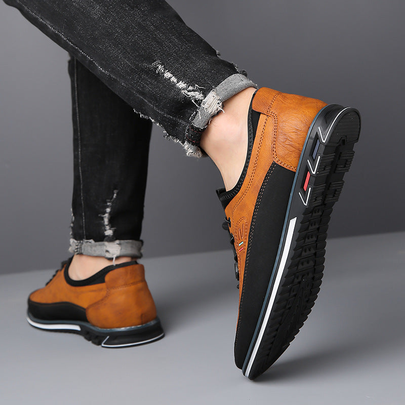 Effortless Leather Fashion Sneaker for Women with Lace Up Round Toe Rubber Sole Casual Style