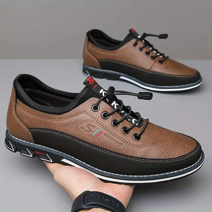 Effortless Leather Fashion Sneaker for Women with Lace Up Round Toe Rubber Sole Casual Style