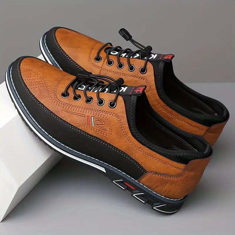 Effortless Leather Fashion Sneaker for Women with Lace Up Round Toe Rubber Sole Casual Style