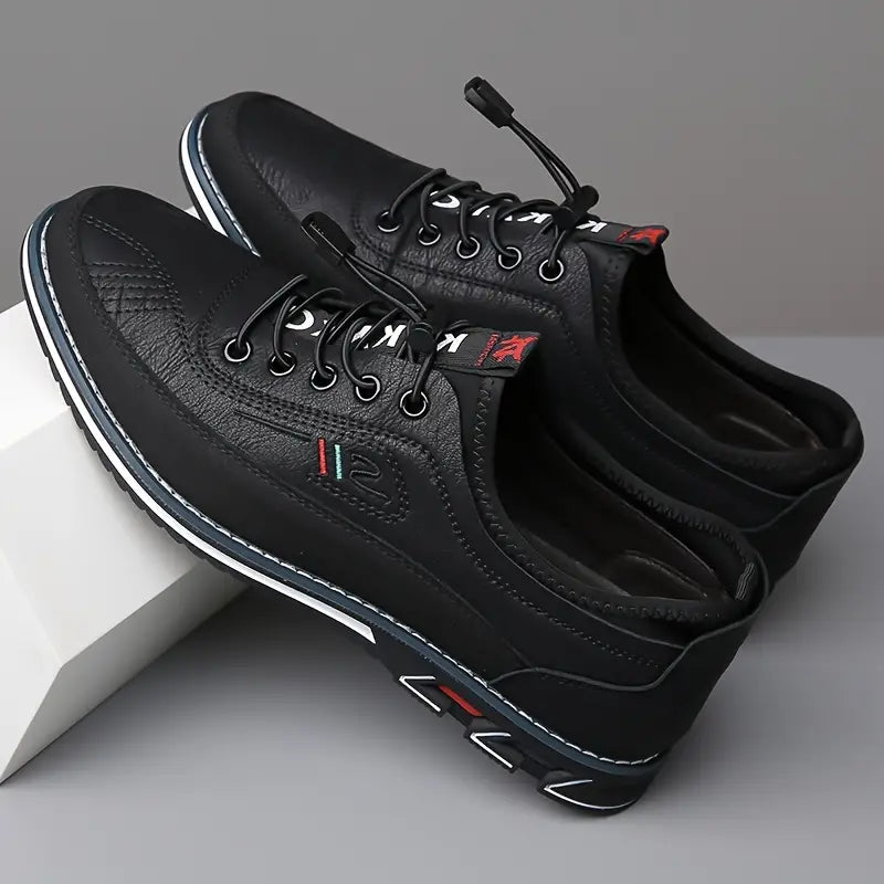 Effortless Leather Fashion Sneaker for Women with Lace Up Round Toe Rubber Sole Casual Style
