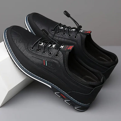 Effortless Leather Fashion Sneaker for Women with Lace Up Round Toe Rubber Sole Casual Style