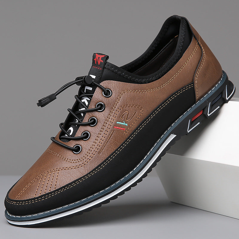 Effortless Leather Fashion Sneaker for Women with Lace Up Round Toe Rubber Sole Casual Style