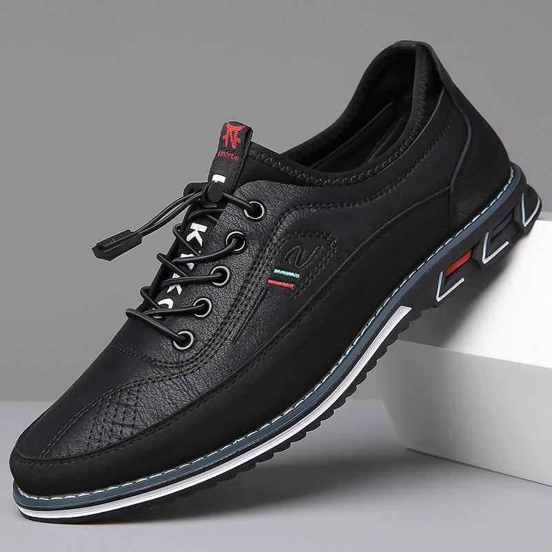Effortless Leather Fashion Sneaker for Women with Lace Up Round Toe Rubber Sole Casual Style
