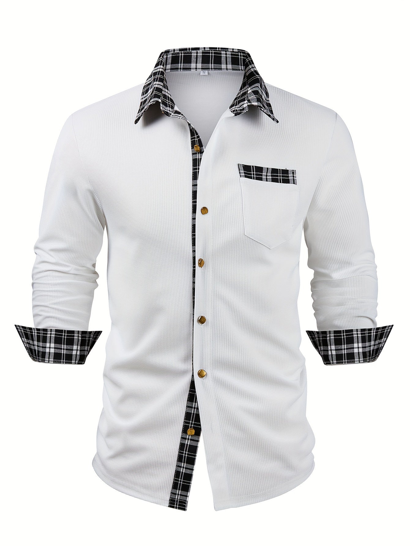 Effortless Plaid Trim Blouse for Women with Collar Long Sleeve Button Front Relaxed Casual Style