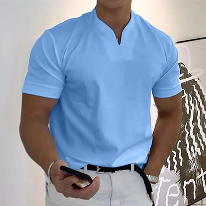 Effortless Chest Pocket Shirt for Women with V Neck Short Sleeve Relaxed Casual Style