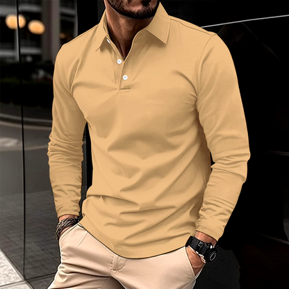 Effortless Pique Polo Shirt for Women with Collar Long Sleeve Button Placket Ribbed Cuff Casual Style