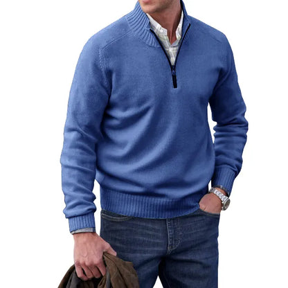 Comfortable White Quarter Zip Sweater for Women with Mock Neck Long Sleeve Ribbed Cuff Relaxed Knit Style