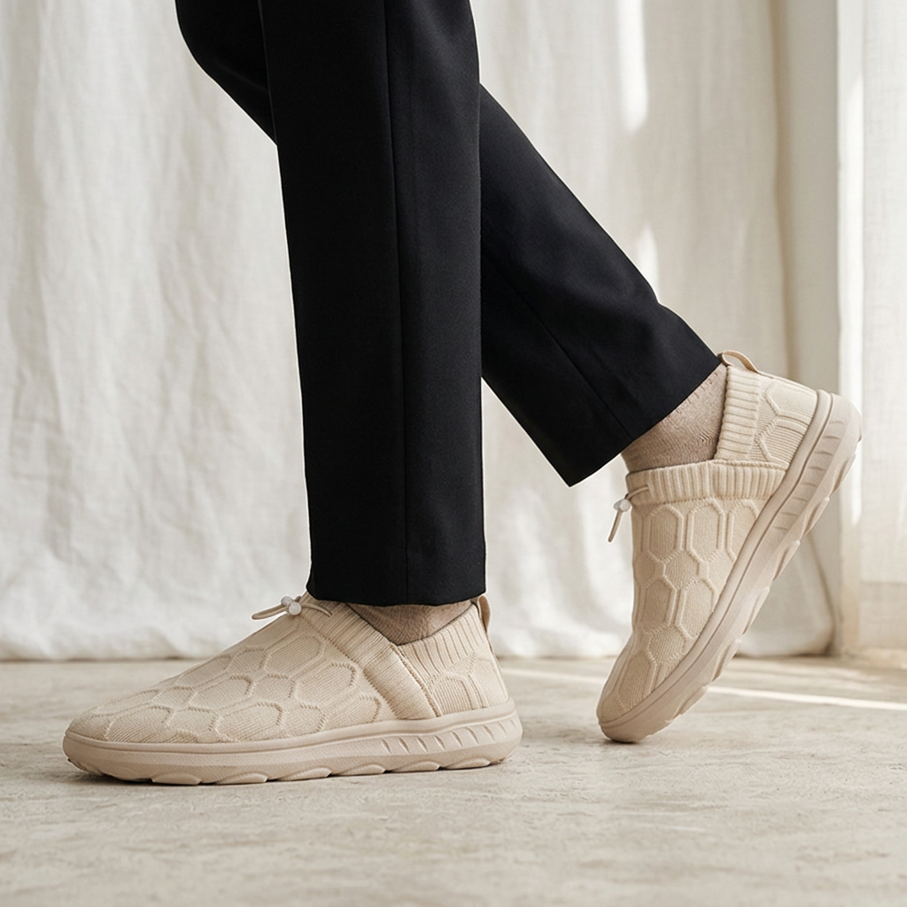Comfortable Honeycomb Knit Slip On Sneaker for Women with Drawstring Closure Cushioned Sole Casual Style