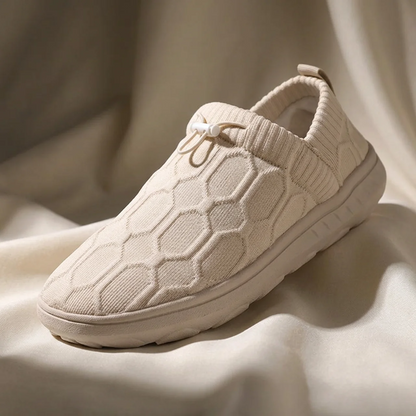 Comfortable Honeycomb Knit Slip On Sneaker for Women with Drawstring Closure Cushioned Sole Casual Style