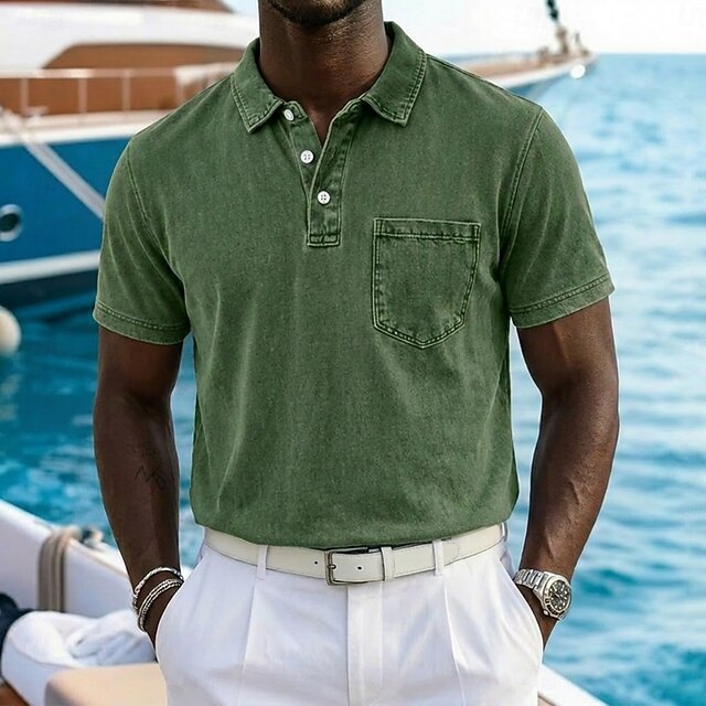 Effortless Washed Cotton Polo Shirt for Women with Collar Short Sleeve Chest Pocket Casual Style