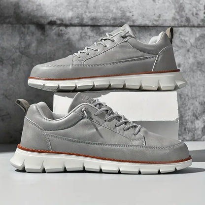 Effortless Leather Sneaker for Women with Lace Up Low Top Cushioned Sole Casual Style