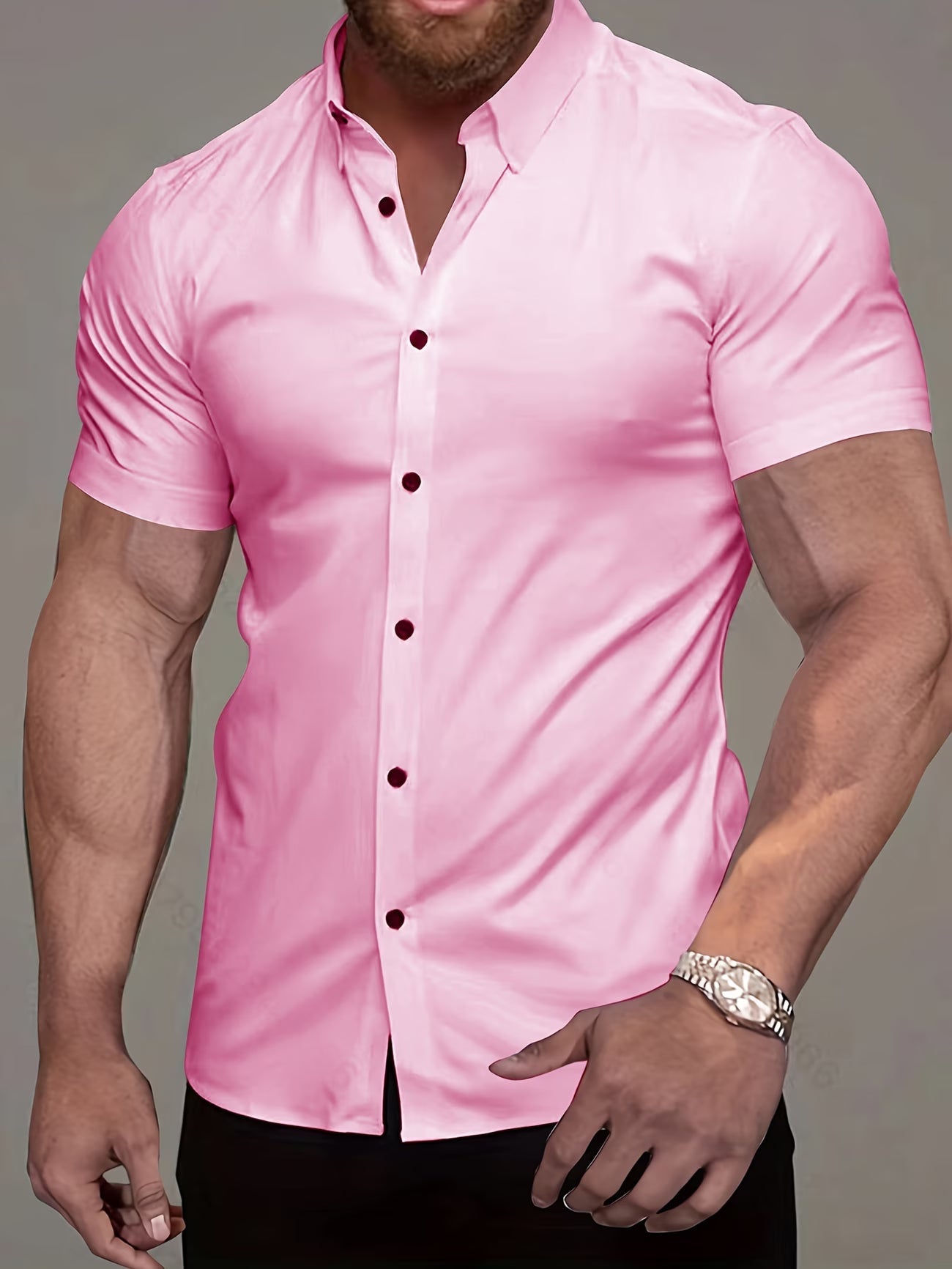 Effortless Stretch Button Up Shirt for Women with Collar Short Sleeve Slim Fit Casual Style