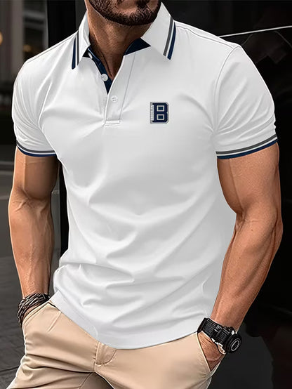 Effortless Polo Shirt for Women with Collar Short Sleeve Contrast Trim Button Front Casual Style