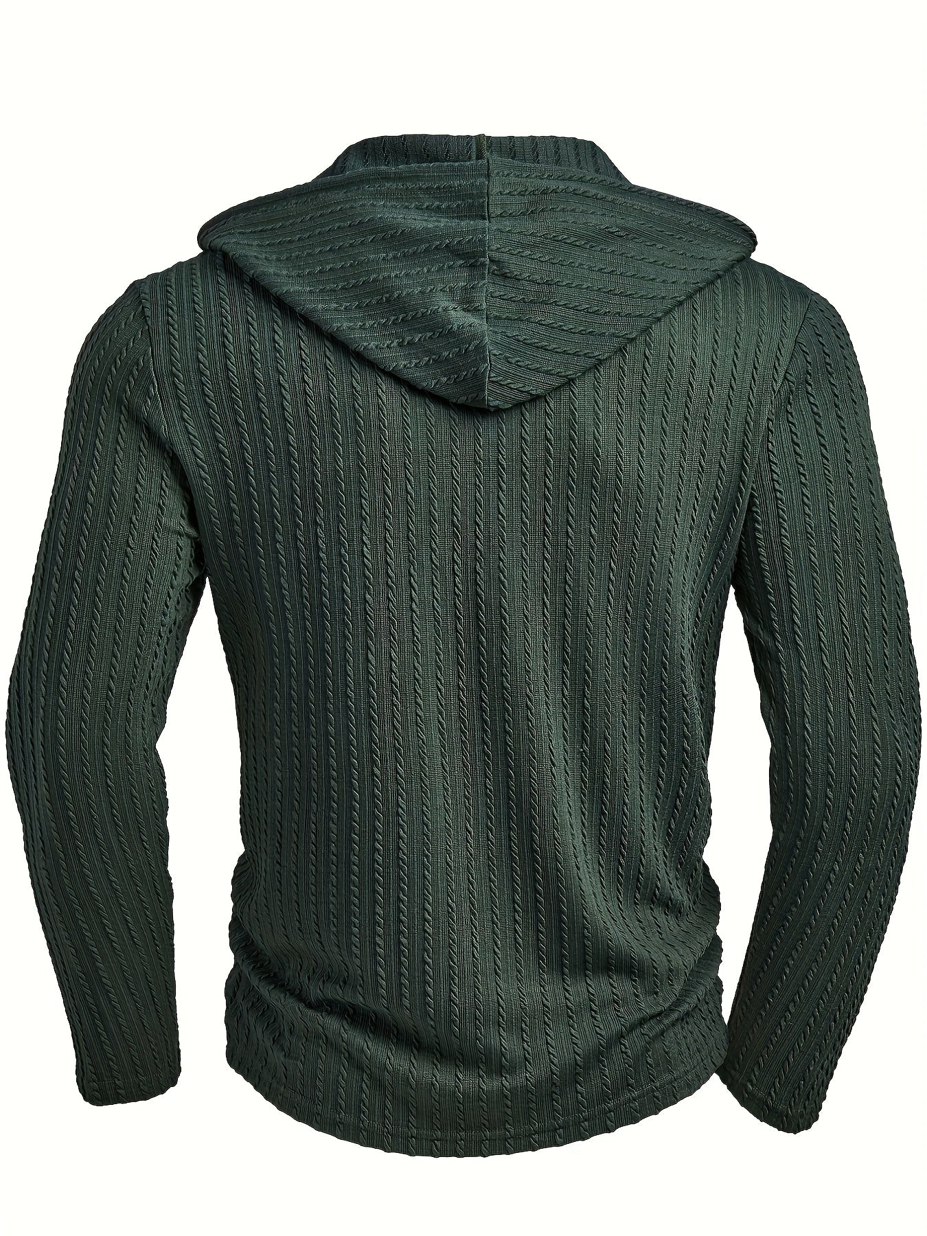 Comfortable Green Cable Knit Sweater for Women with Hooded Long Sleeve Button Placket Relaxed Style