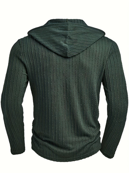 Comfortable Green Cable Knit Sweater for Women with Hooded Long Sleeve Button Placket Relaxed Style