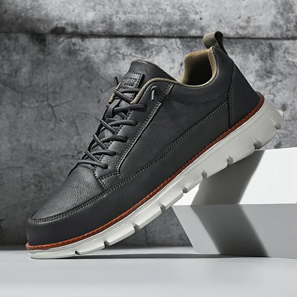 Effortless Leather Sneaker for Women with Lace Up Low Top Cushioned Sole Casual Style