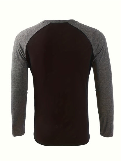 Comfortable Black Colorblock Shirt for Women with Crew Neck Raglan Sleeve Relaxed Casual Style