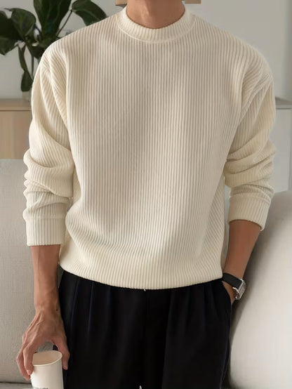 Comfortable Ribbed Knit Sweater for Women with Crew Neck Long Sleeve Relaxed Oversized Style