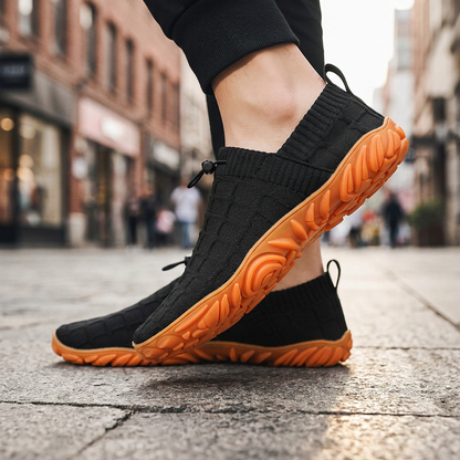 Stylish Knit Sneaker for Women with Drawstring Closure Lugged Rubber Sole Slip On Style