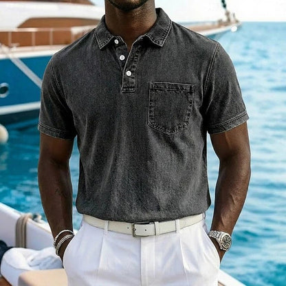 Effortless Washed Cotton Polo Shirt for Women with Collar Short Sleeve Chest Pocket Casual Style