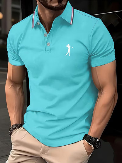 Effortless Embroidered Pique Polo Shirt for Women with Tipped Collar Short Sleeve Button Placket Casual Style