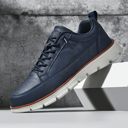 Effortless Leather Sneaker for Women with Lace Up Low Top Cushioned Sole Casual Style