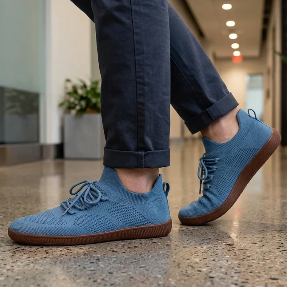 Comfortable Knit Sneaker for Women with Lace Up Sock Collar Flexible Sole Casual Style