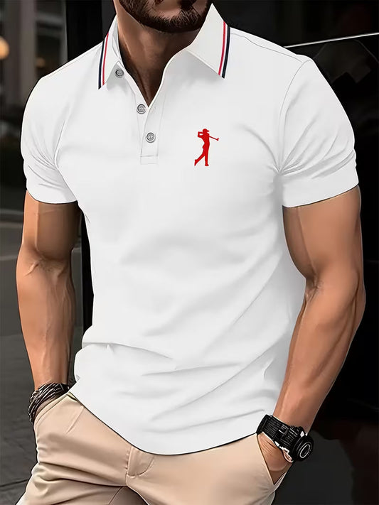 Effortless Embroidered Pique Polo Shirt for Women with Tipped Collar Short Sleeve Button Placket Casual Style