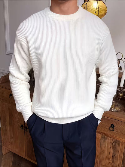 Comfortable Ribbed Knit Sweater for Women with Crew Neck Long Sleeve Relaxed Oversized Style