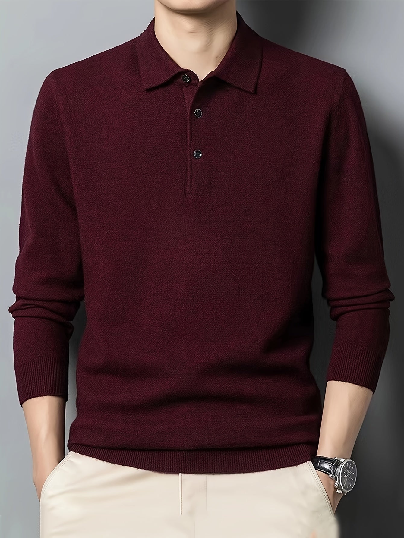 Comfortable Teal Polo Sweater for Women with Collar Long Sleeve Button Placket Ribbed Knit Style