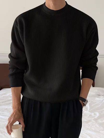 Comfortable Ribbed Knit Sweater for Women with Crew Neck Long Sleeve Relaxed Oversized Style