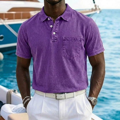 Effortless Washed Cotton Polo Shirt for Women with Collar Short Sleeve Chest Pocket Casual Style