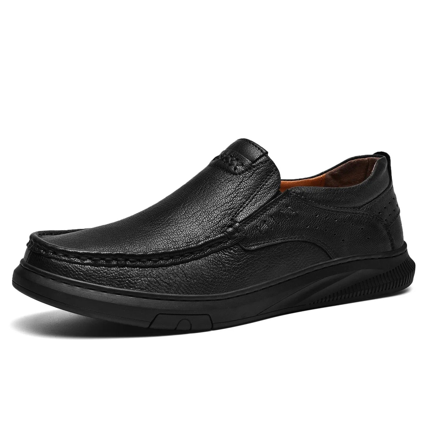 Comfortable Leather Loafer Sneaker for Women with Moc Toe Slip On Gum Sole Casual Style
