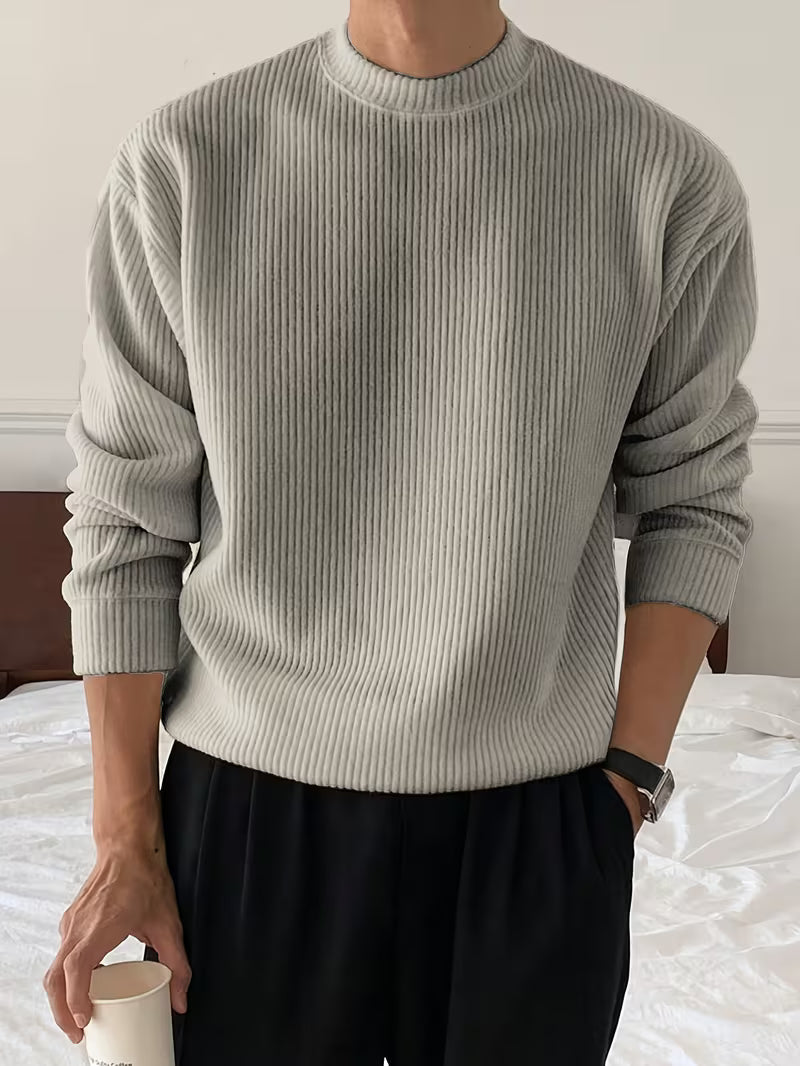 Comfortable Ribbed Knit Sweater for Women with Crew Neck Long Sleeve Relaxed Oversized Style