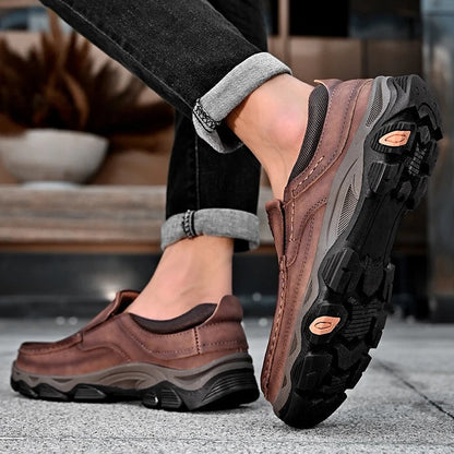 Comfortable Leather Loafers for Women with Moc Toe Slip On Rugged Sole Casual Style