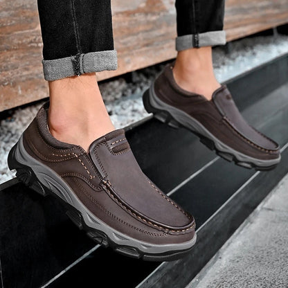 Comfortable Leather Loafers for Women with Moc Toe Slip On Rugged Sole Casual Style