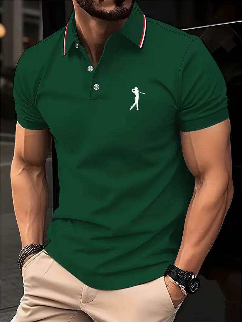 Effortless Embroidered Pique Polo Shirt for Women with Tipped Collar Short Sleeve Button Placket Casual Style