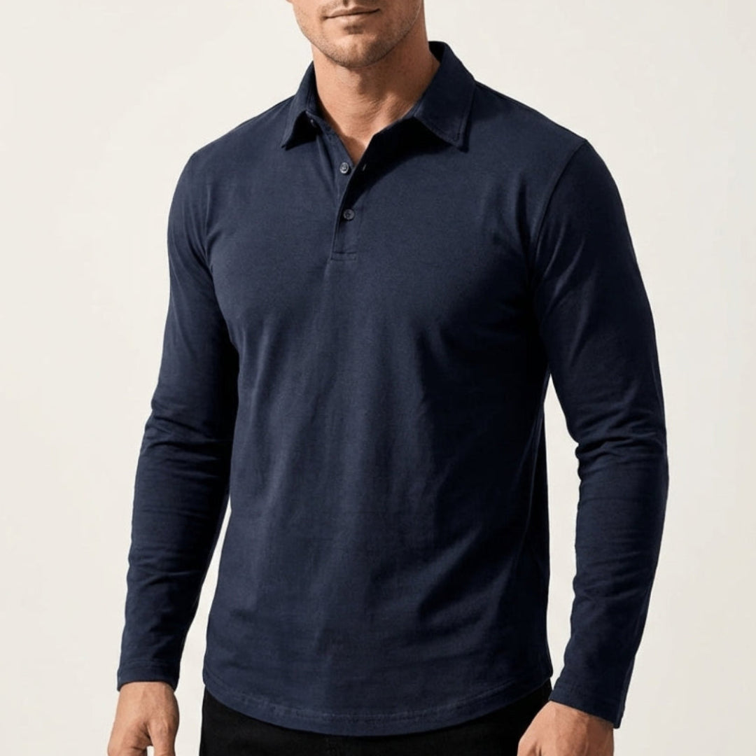 Comfortable Pique Knit Polo Shirt for Women with Collar Long Sleeve Button Placket Relaxed Style