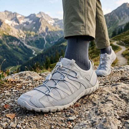 Comfortable Mesh Trail Sneaker for Women with Bungee Lace Rugged Sole Outdoor Style