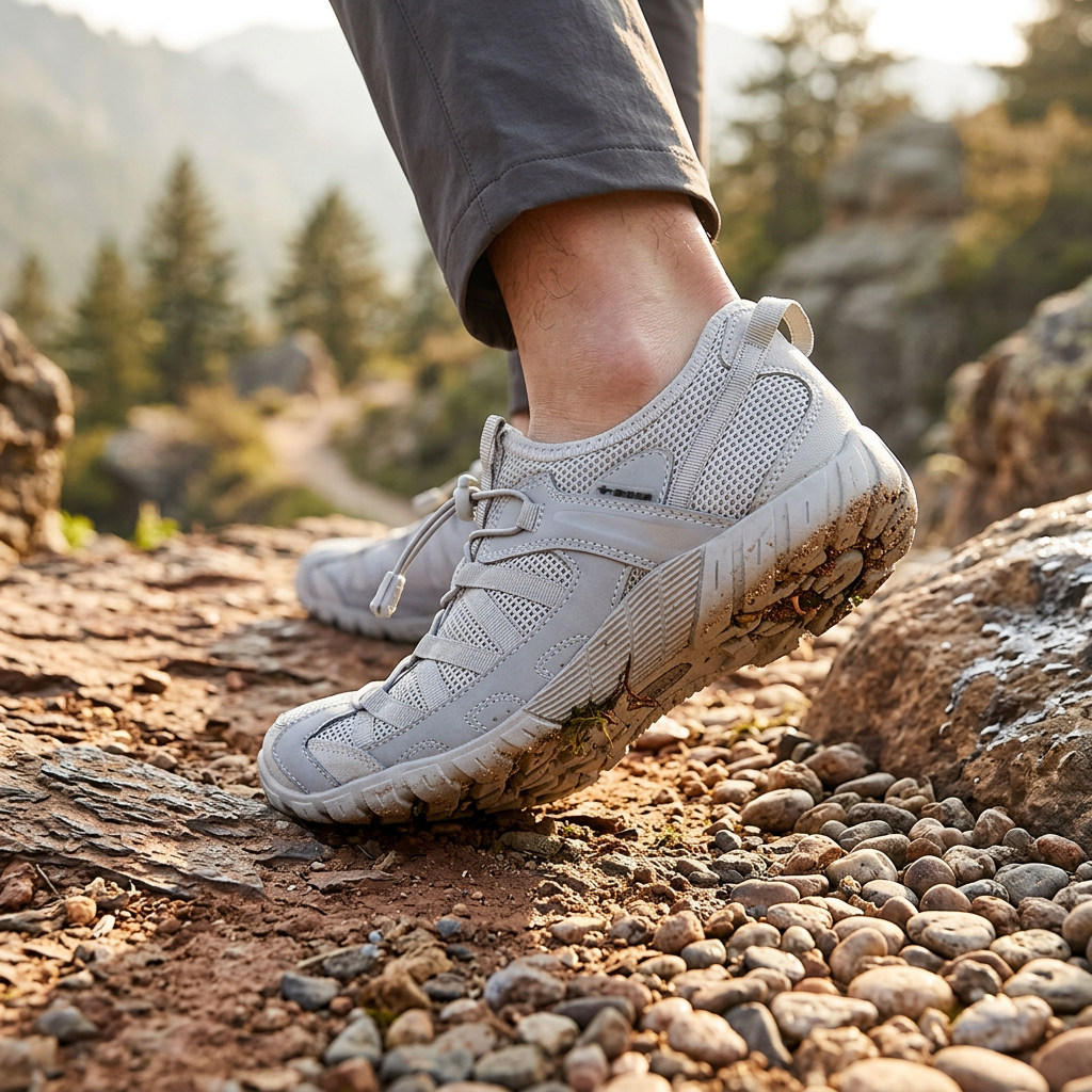 Comfortable Mesh Trail Sneaker for Women with Bungee Lace Rugged Sole Outdoor Style