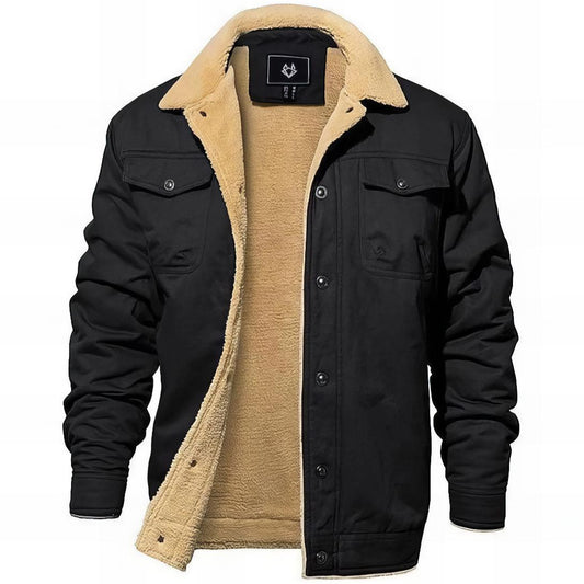 Comfortable Sherpa Lined Jacket for Women with Point Collar Long Sleeve Button Front Flap Pocket Casual Style