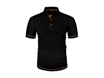 Comfortable Waffle Knit Polo Shirt for Women with Collar Long Sleeve Contrast Placket Casual Style