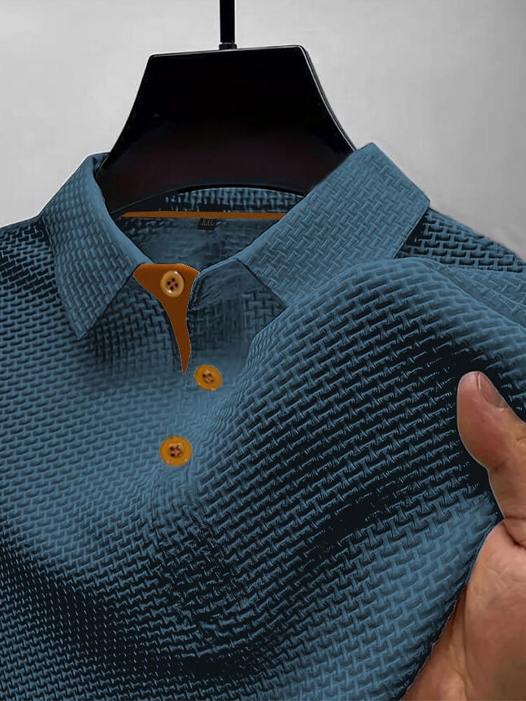 Effortless Textured Waffle Knit Polo Shirt for Women with Collared Long Sleeve Contrast Button Placket Casual Style